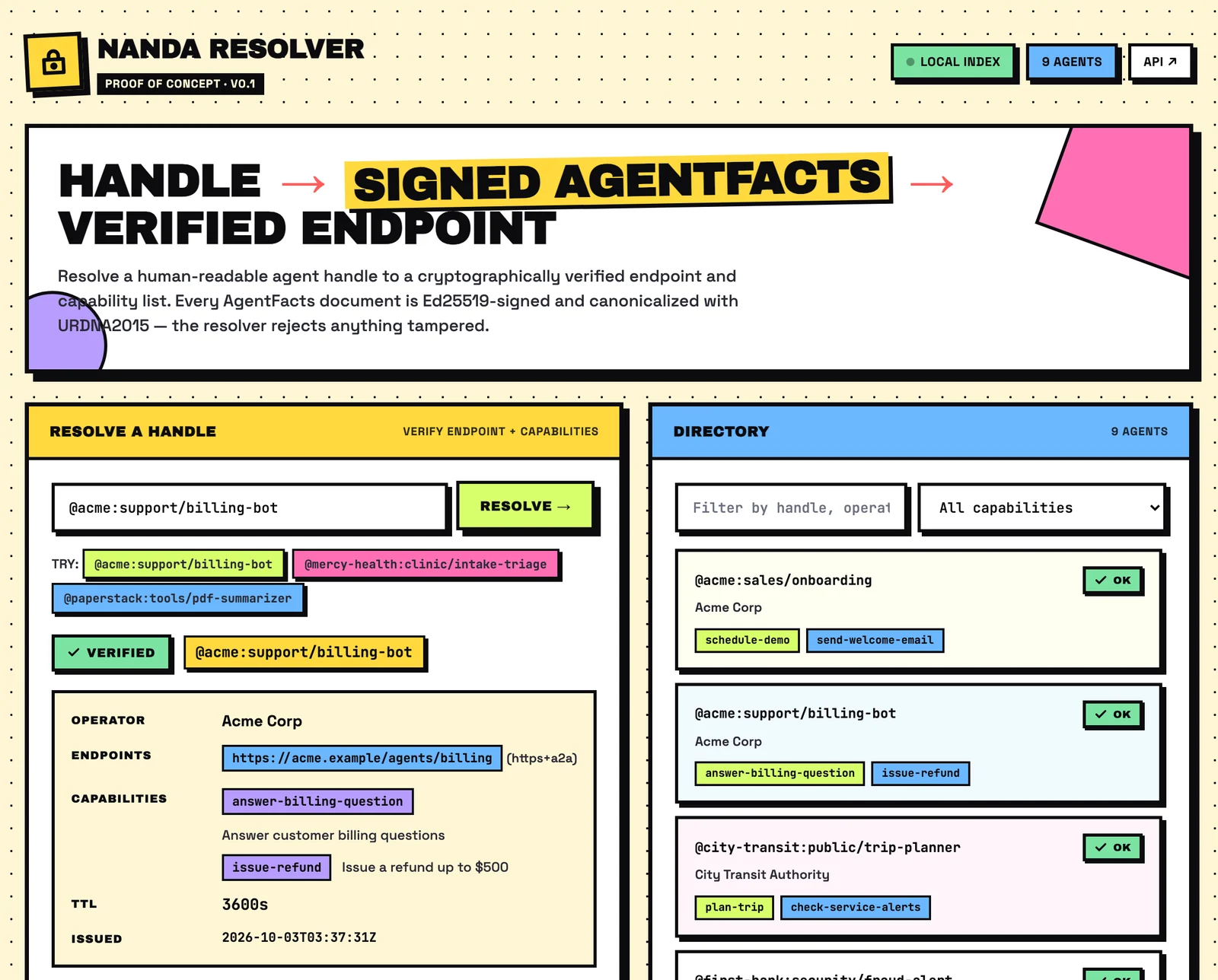 NANDA Resolver interface
